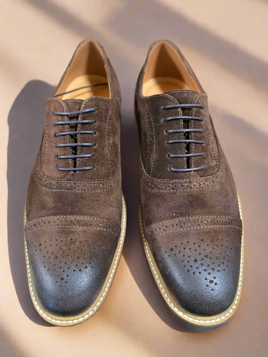 Lacuzzo Chocolate Chunky Suede Brogue