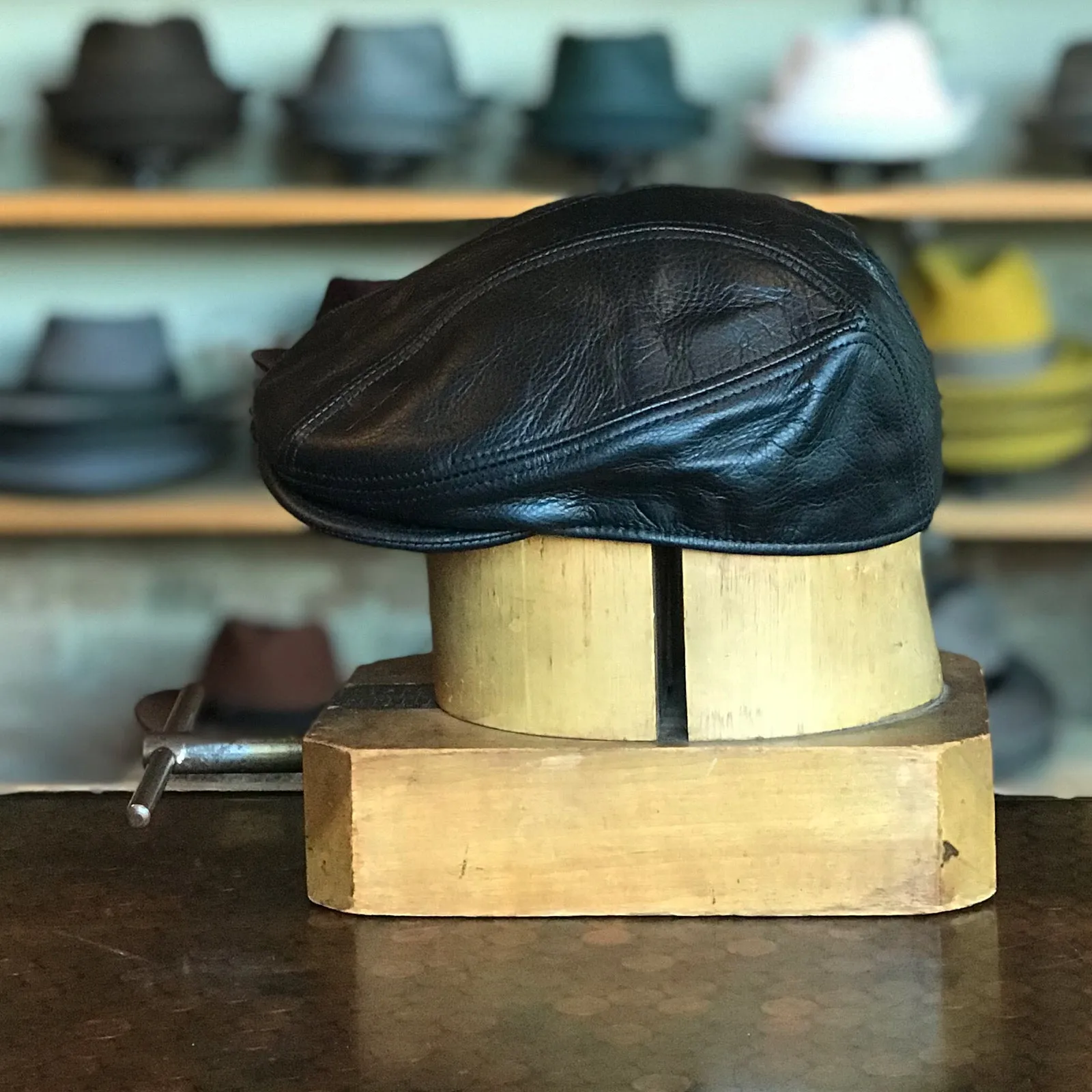 Leather 3-Panel Flat Cap