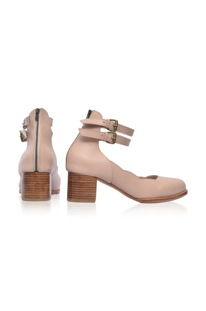 Lily Valley Leather Heels in Ivory