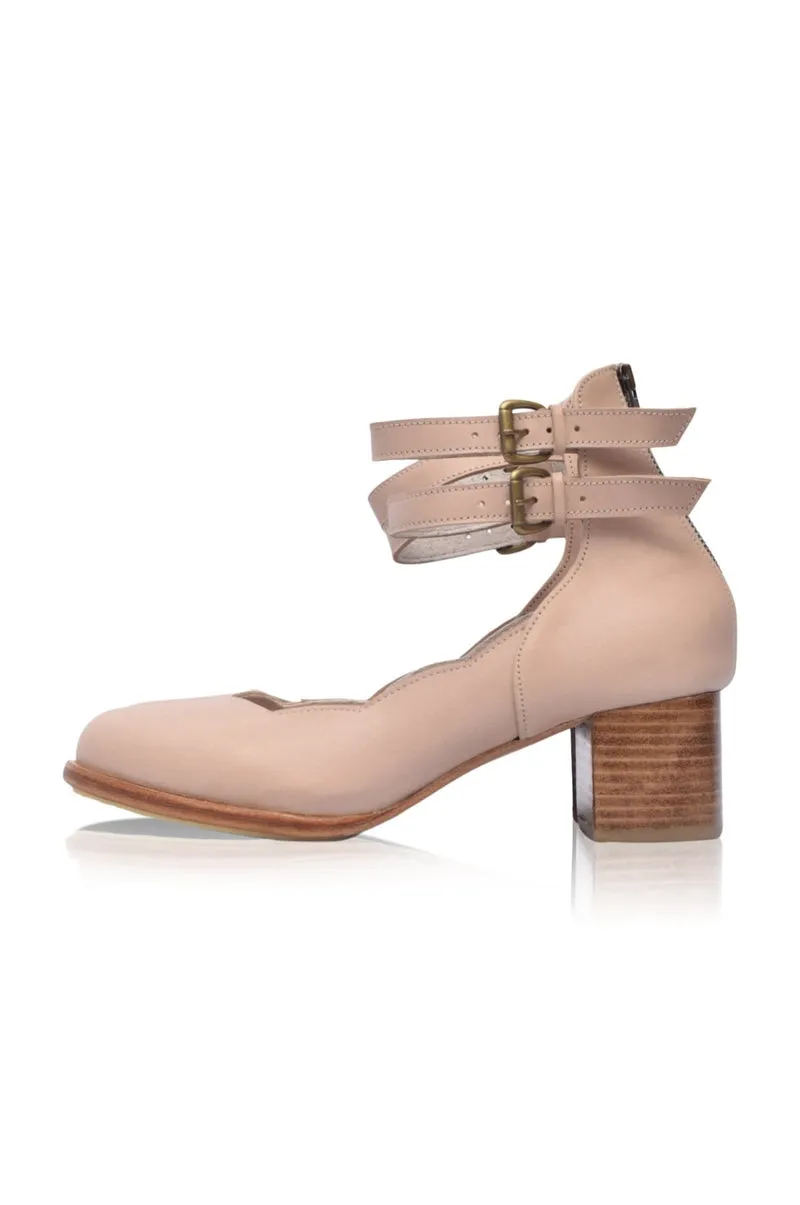 Lily Valley Leather Heels in Ivory