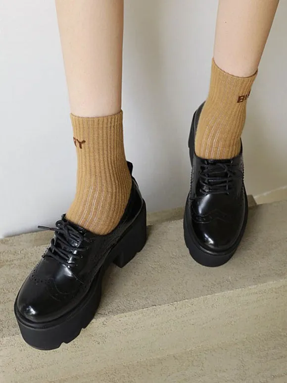 Lolita Footwear Round Toe PU Leather Lace Up Lolita Shoes