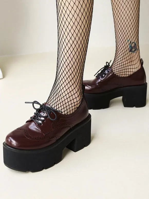 Lolita Footwear Round Toe PU Leather Lace Up Lolita Shoes