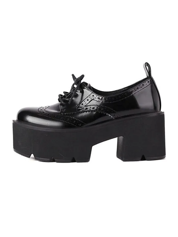 Lolita Footwear Round Toe PU Leather Lace Up Lolita Shoes