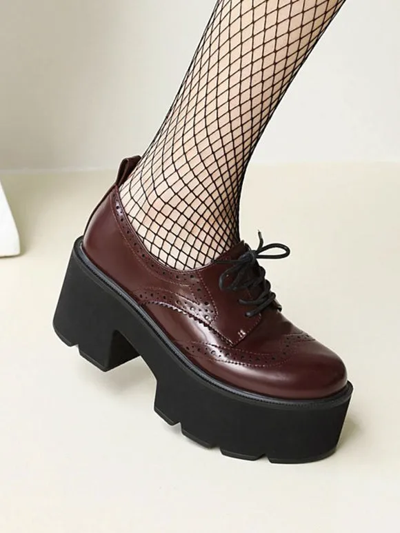 Lolita Footwear Round Toe PU Leather Lace Up Lolita Shoes