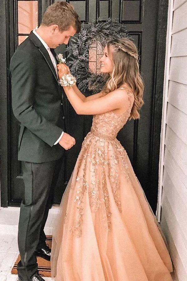 Long Lace evening dress Applique Prom Dresses Ball Gown party Dress TP0965
