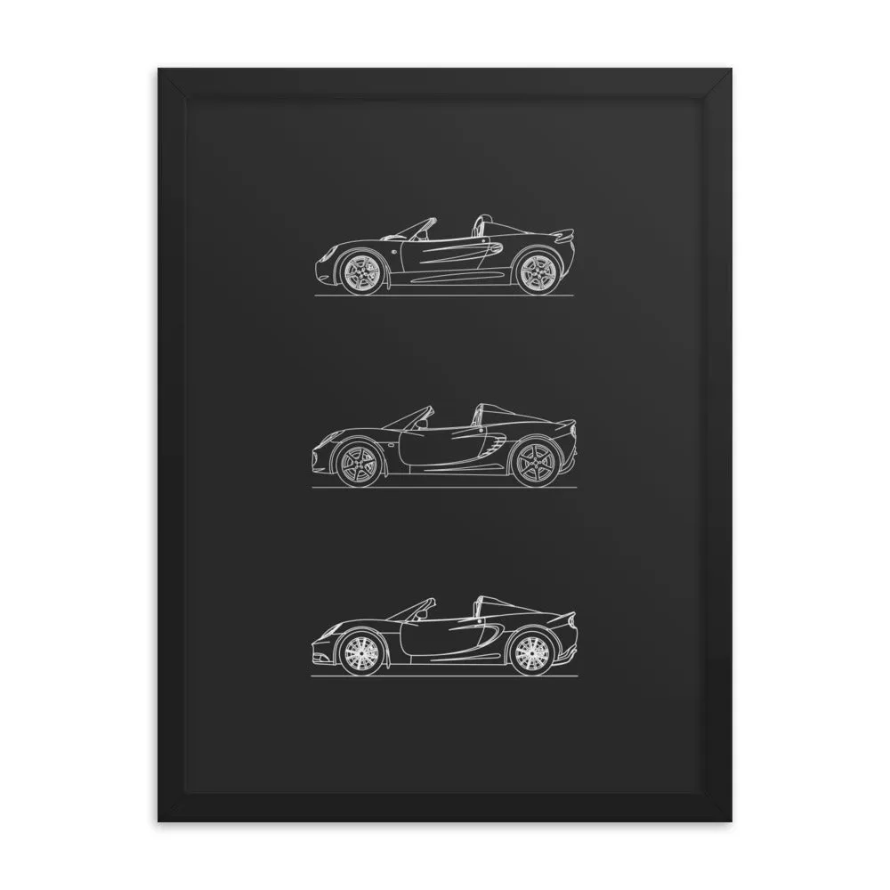 Lotus Elise Evolution Silhouette Poster - Framed