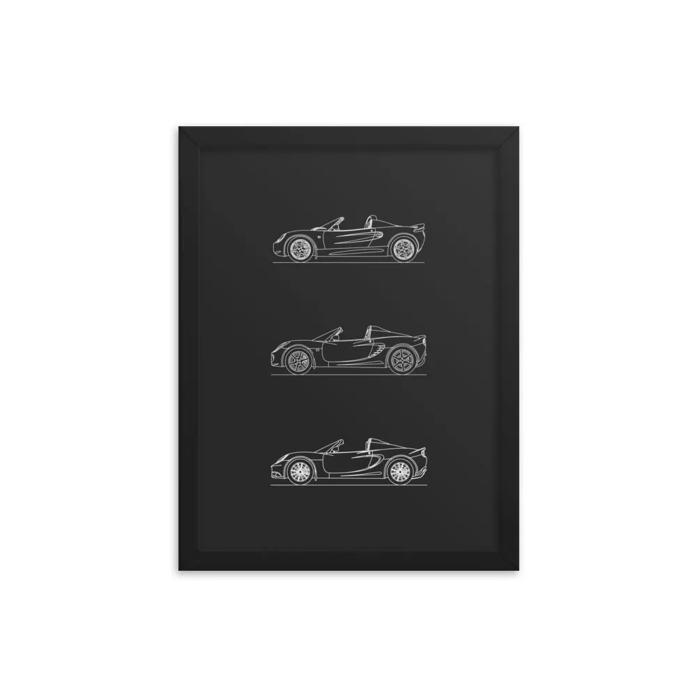 Lotus Elise Evolution Silhouette Poster - Framed