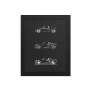 Lotus Elise Evolution Silhouette Poster - Framed