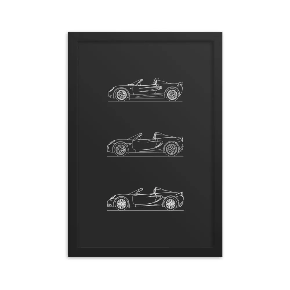 Lotus Elise Evolution Silhouette Poster - Framed