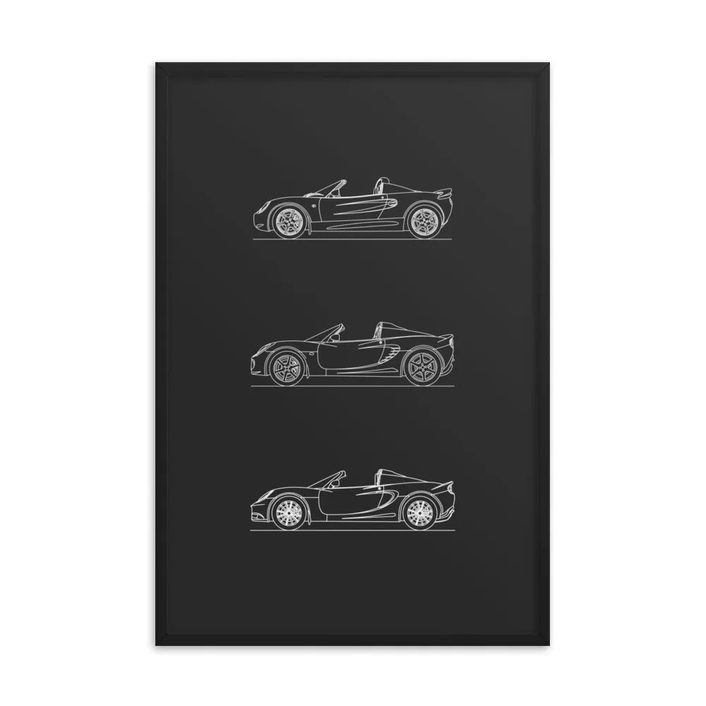Lotus Elise Evolution Silhouette Poster - Framed