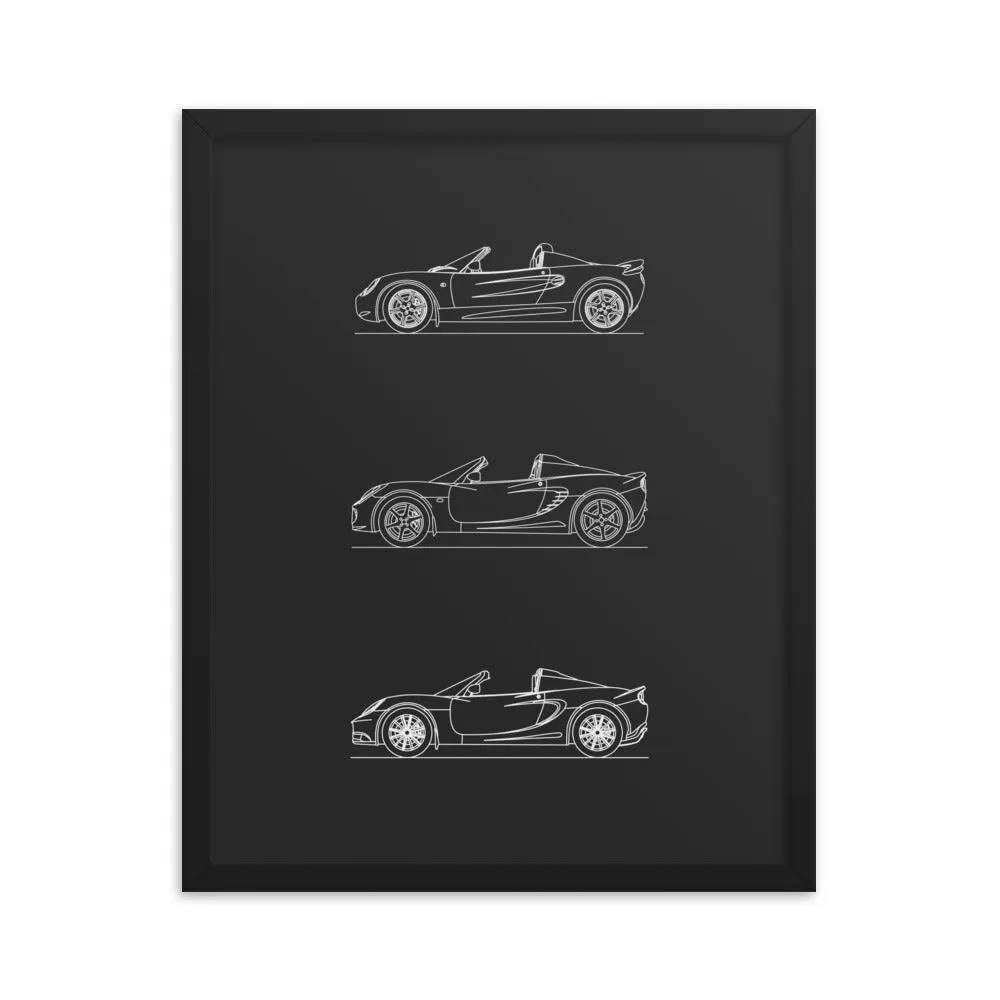 Lotus Elise Evolution Silhouette Poster - Framed
