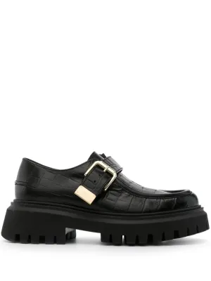 Maje crocodile-embossed leather loafers