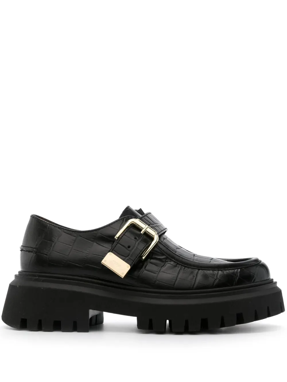 Maje crocodile-embossed leather loafers