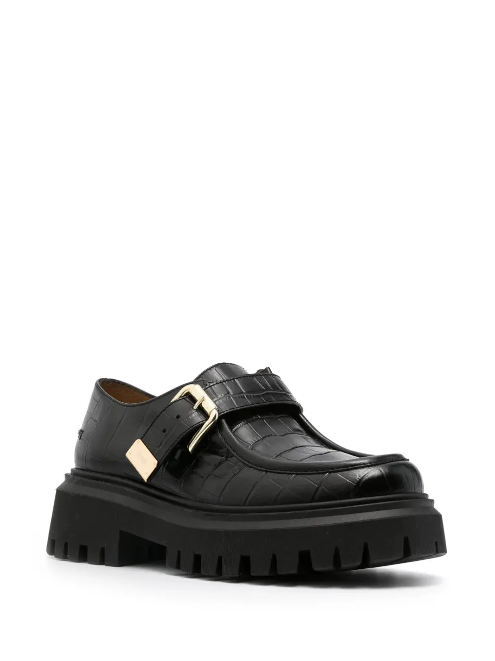 Maje crocodile-embossed leather loafers