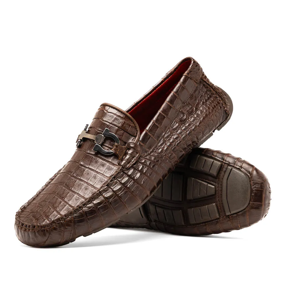 Marco Di Milano Parma Brown Caiman Belly Bit Drivers