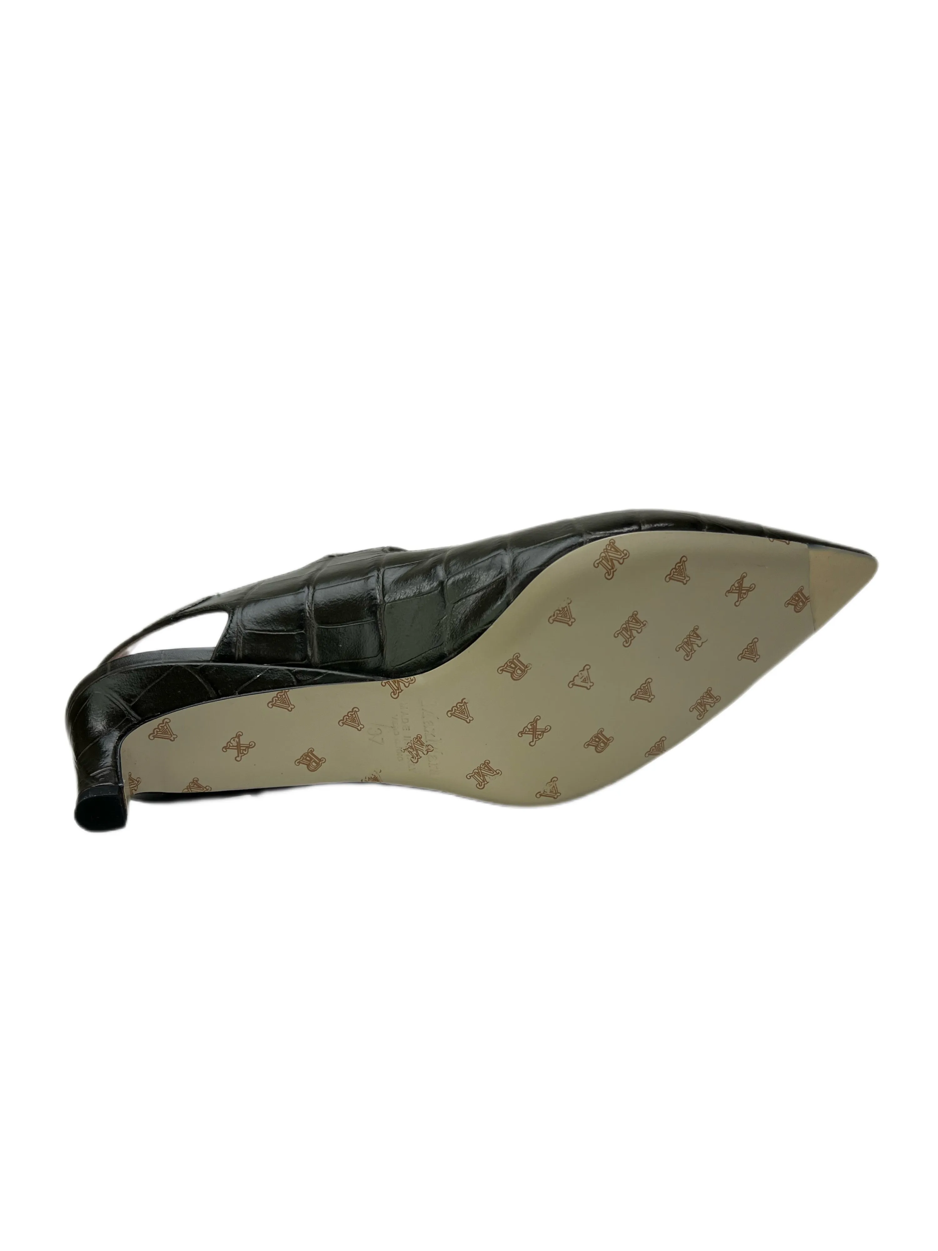Max Mara Women's Kaki Vadier Slingback Embossed Pumps Size 7 NWB