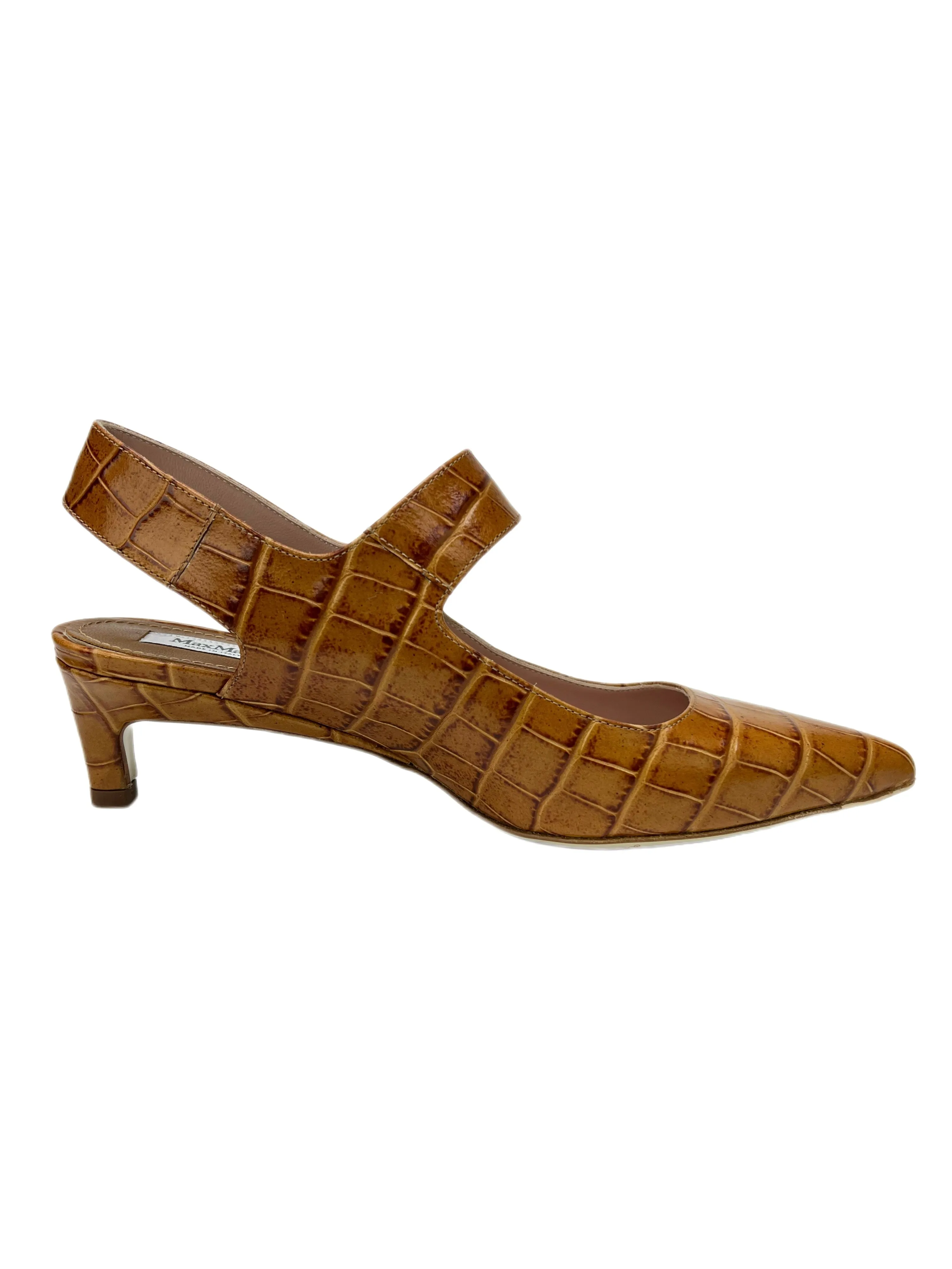 Max Mara Women's Miele Vadier Slingback Embossed Pumps Size 7 NWB