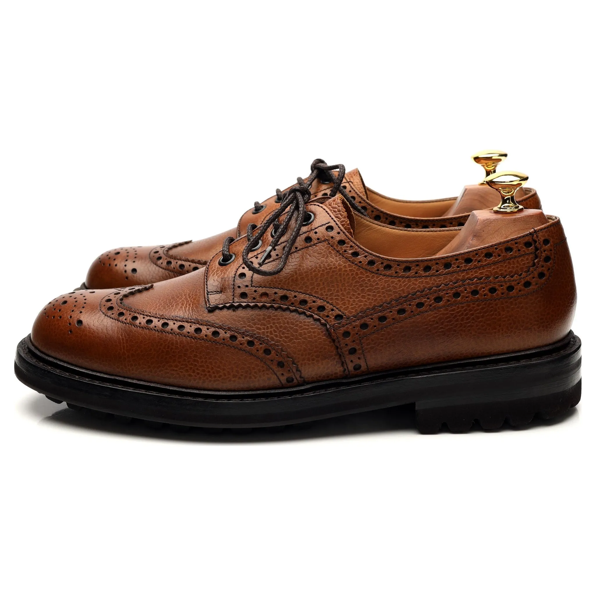 'McPherson' Tan Brown Leather Derby Brogue UK 9.5 G