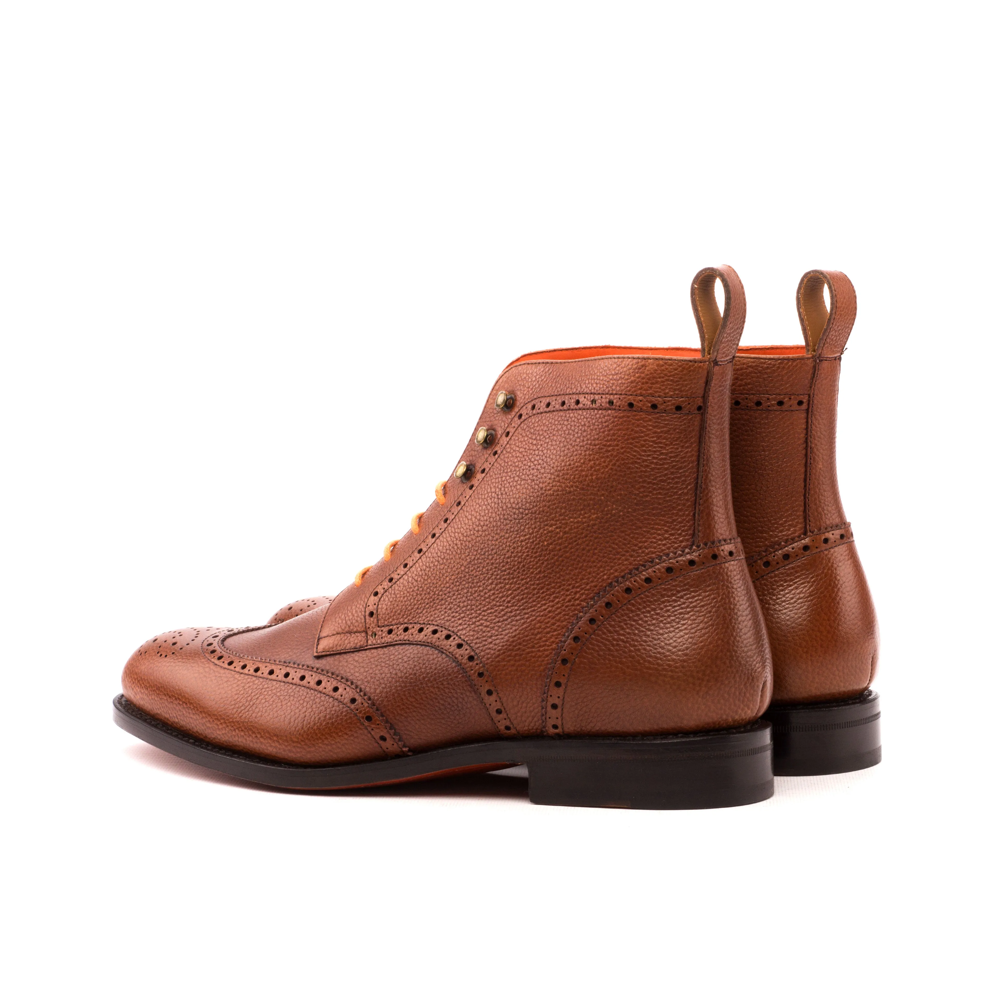 Medium Brown Full-Grain Leather Brogue Boots