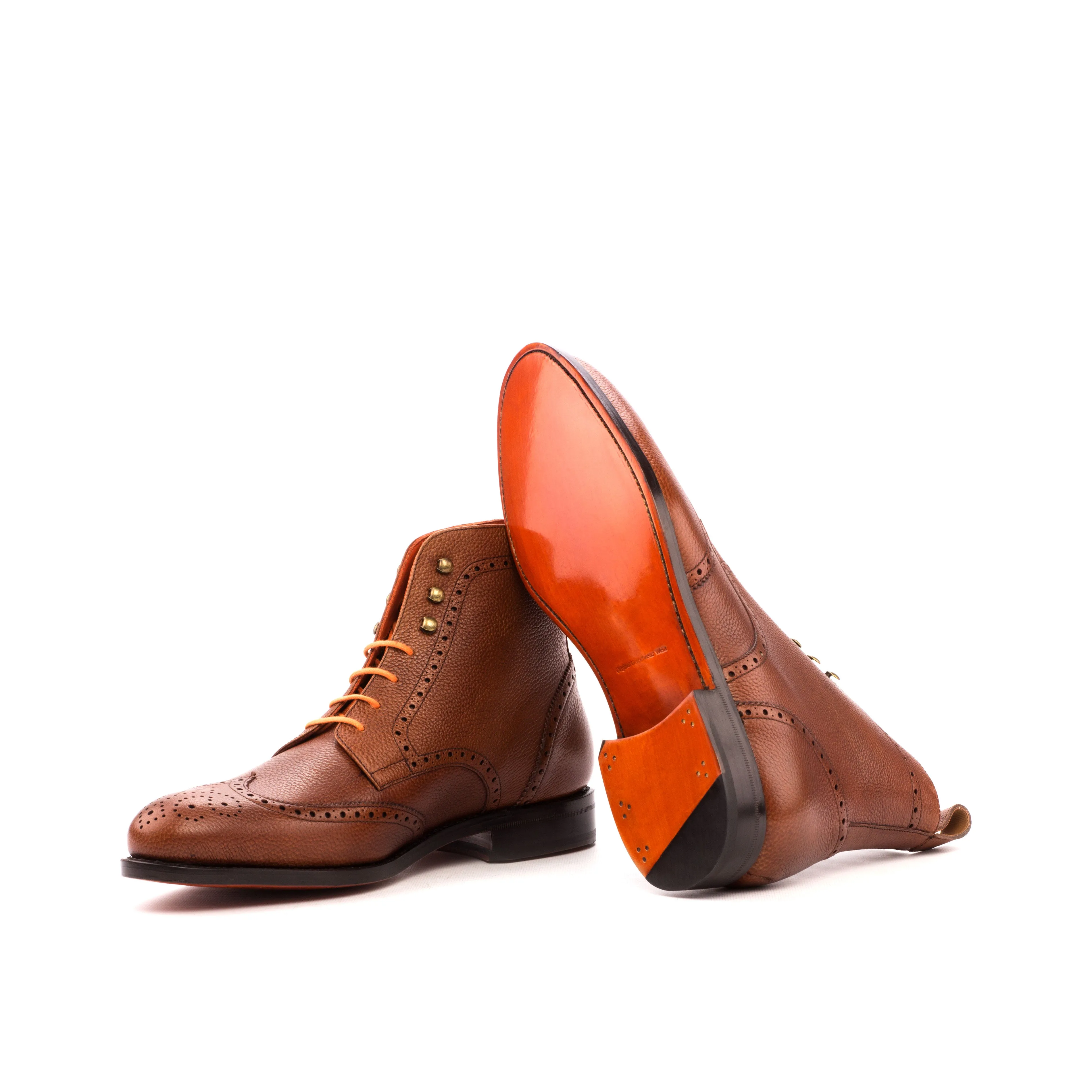 Medium Brown Full-Grain Leather Brogue Boots