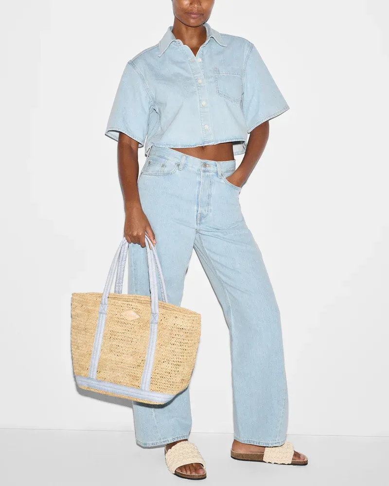 Medium Raffia Tote | Chambray