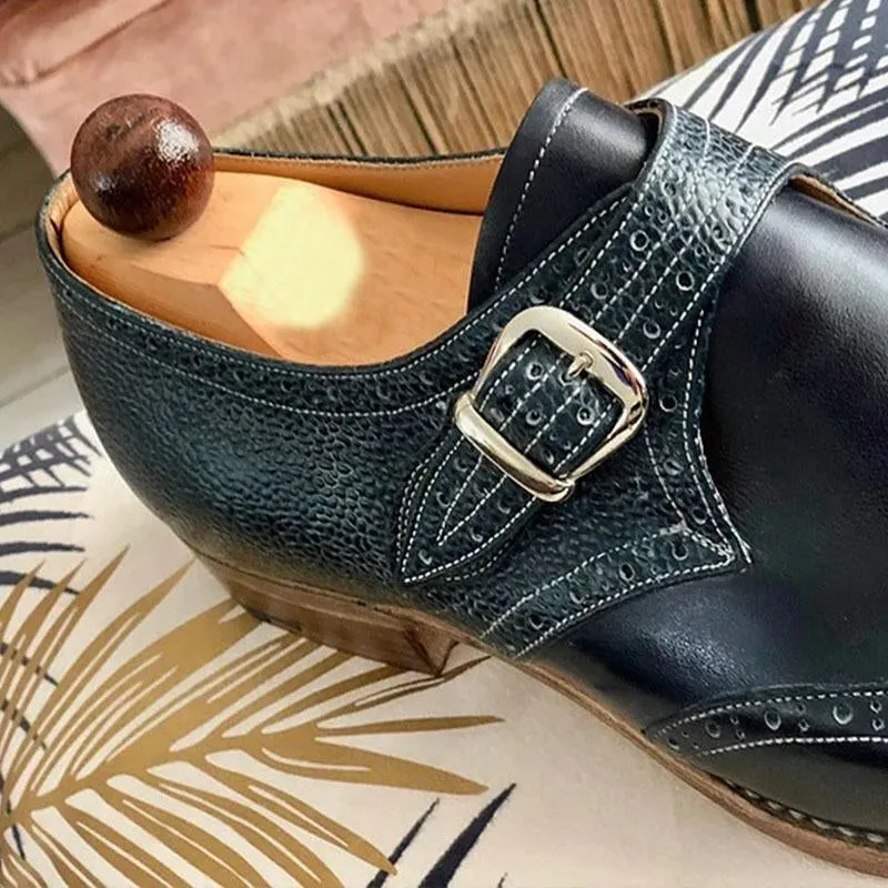 Men's Buckle Leather Brogue Shoes