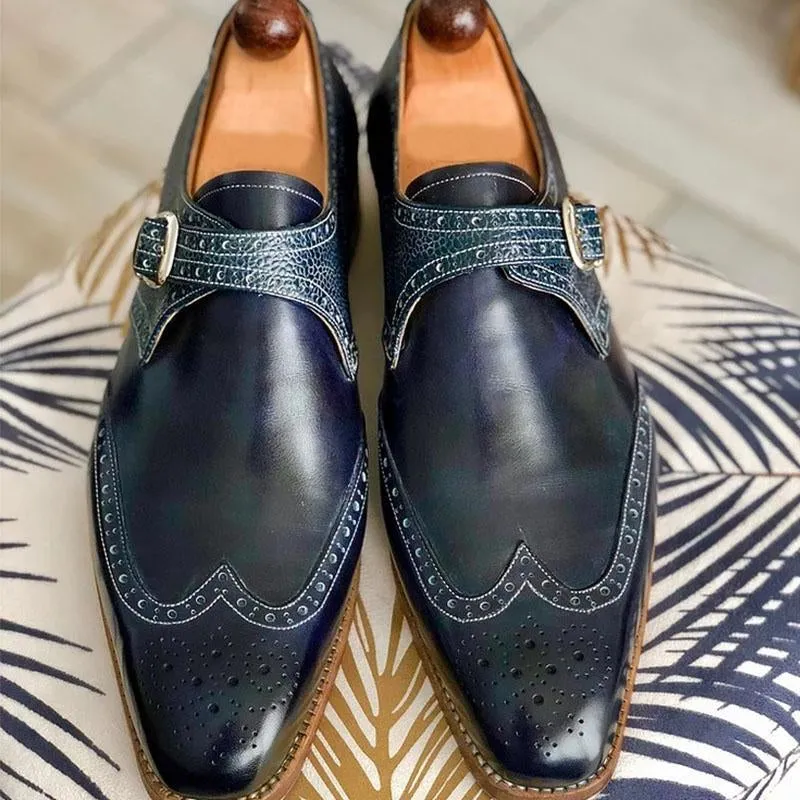 Men's Buckle Leather Brogue Shoes
