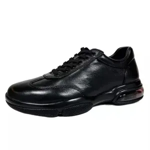 Mens Cowhide Genuine Leather Sneakers Lace Up Platform Casual Shoes
