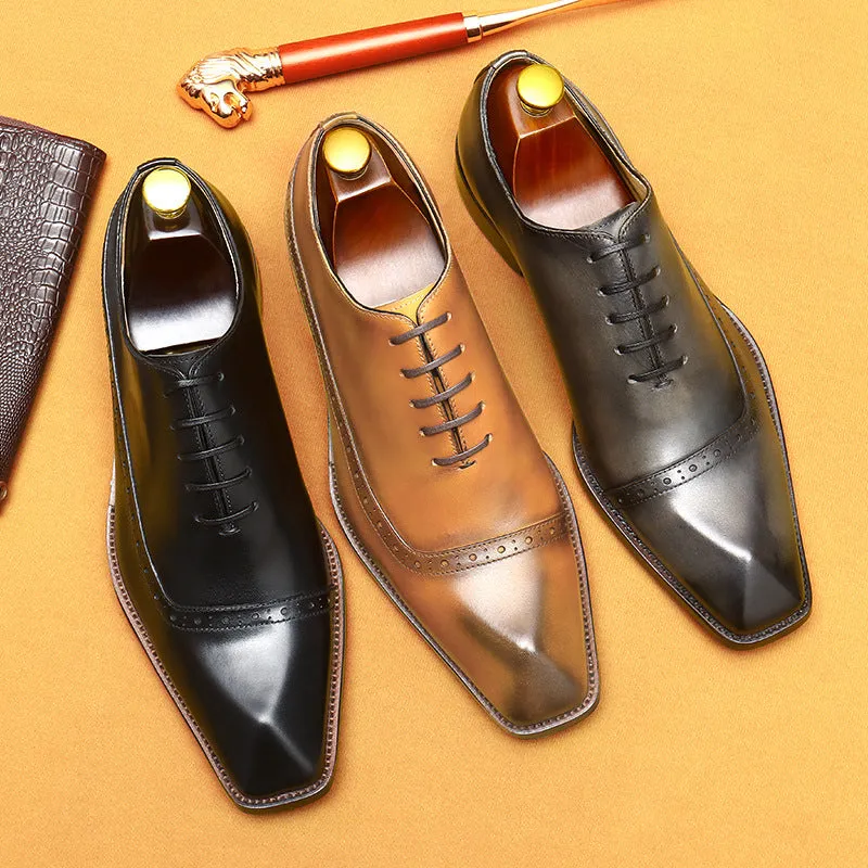 Men's Leather Shoes Genuine Leather England Style Brogue Business Formal Wear Oxford Shoes men shoe68878