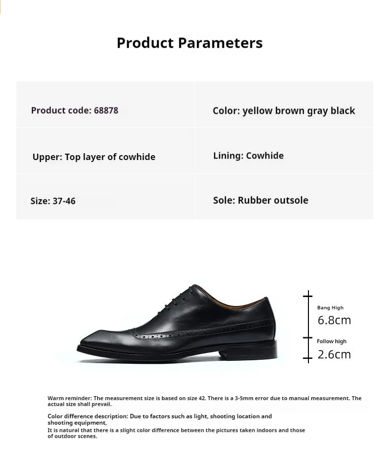 Men's Leather Shoes Genuine Leather England Style Brogue Business Formal Wear Oxford Shoes men shoe68878