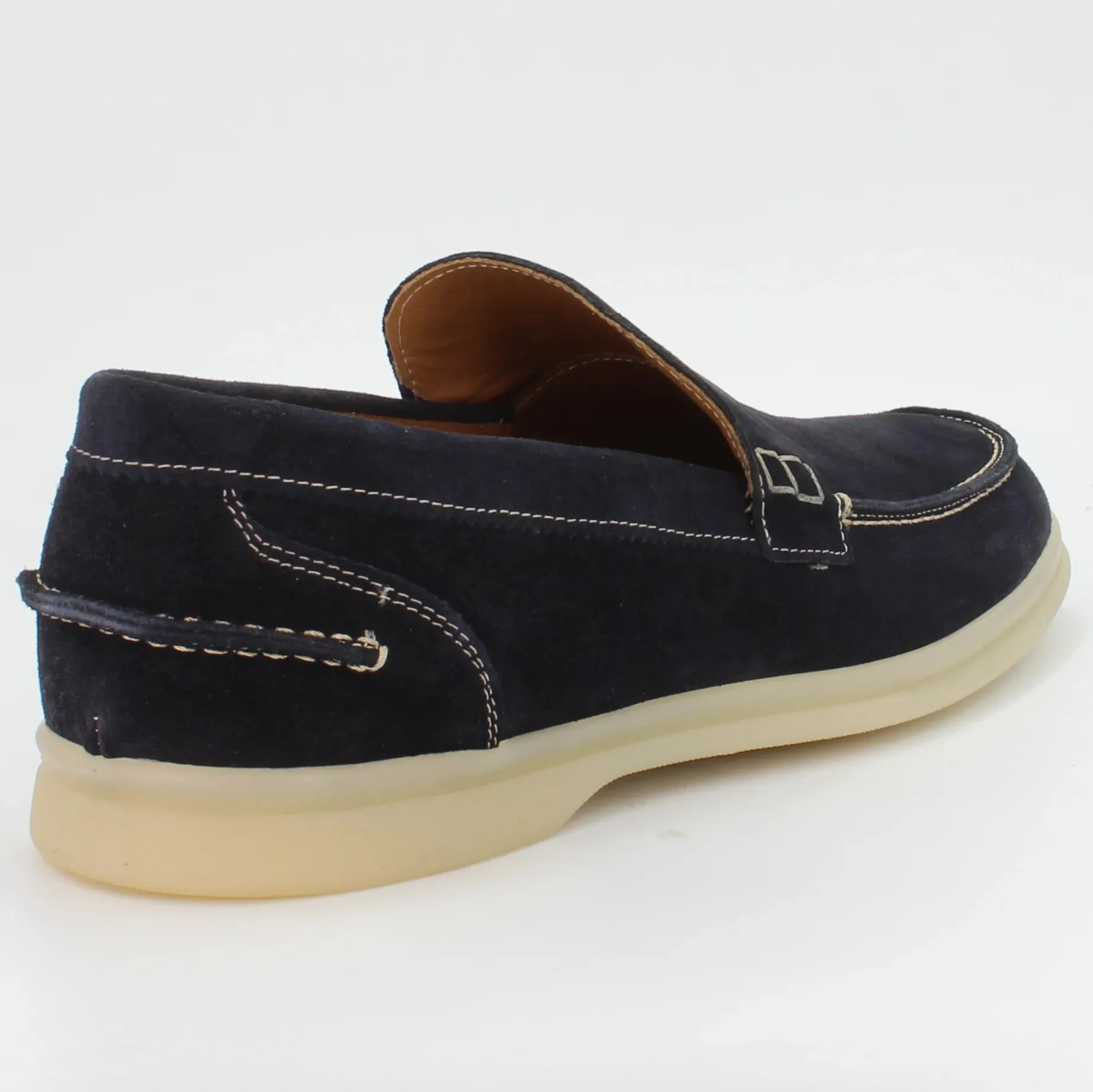 Men's moccasin in calf leather suede navy (BER2)