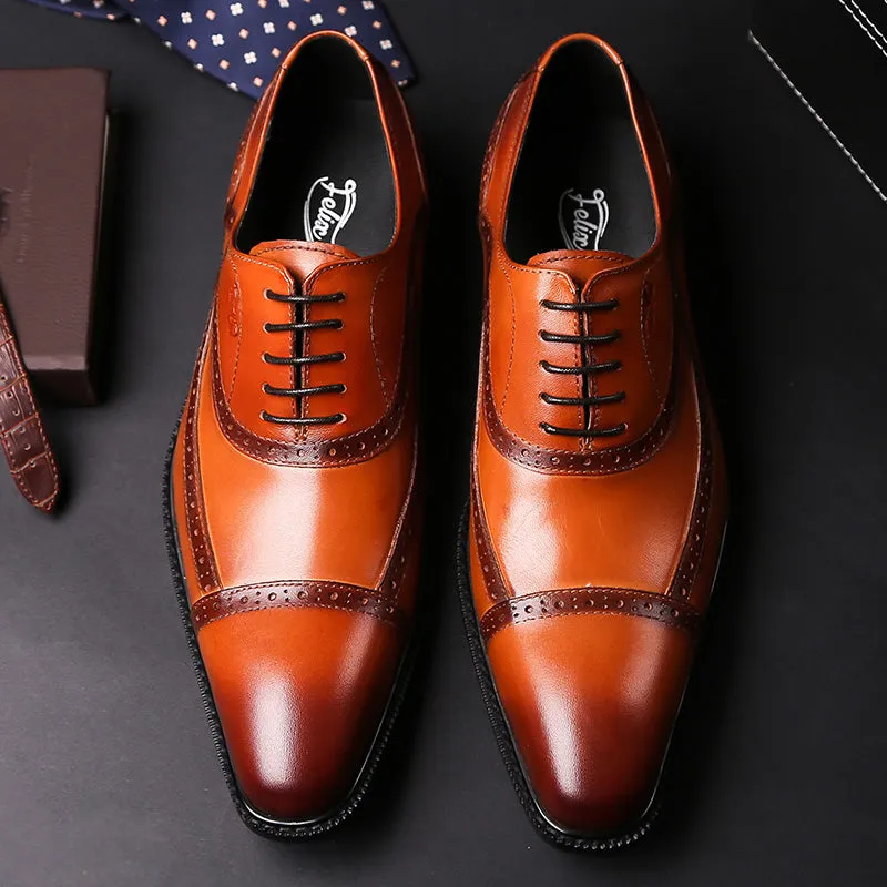 Men's Pointed Toe Oxford Brogue Shoes