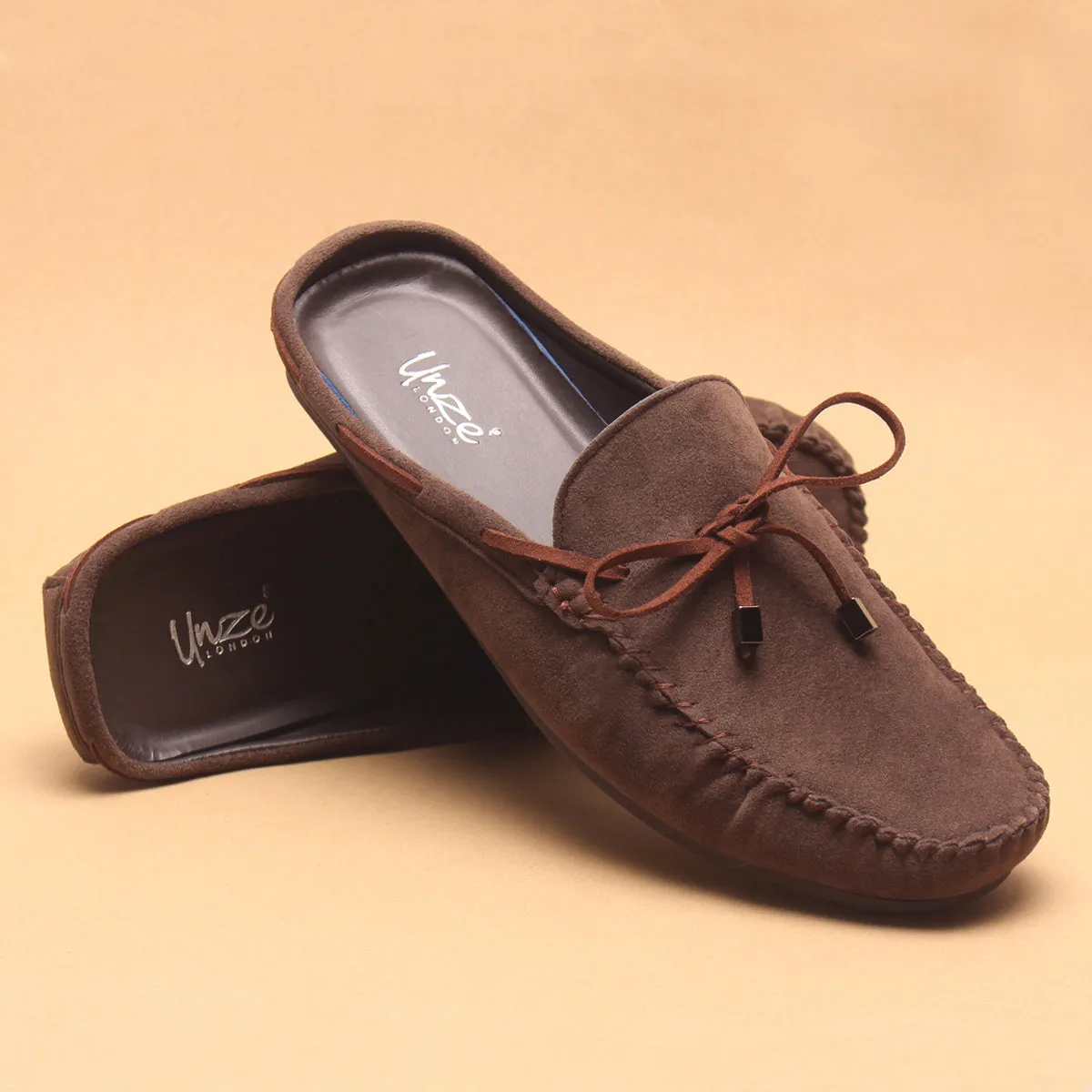 Mens "FISTMAR" Backless Slip-ons Suede Moccasins