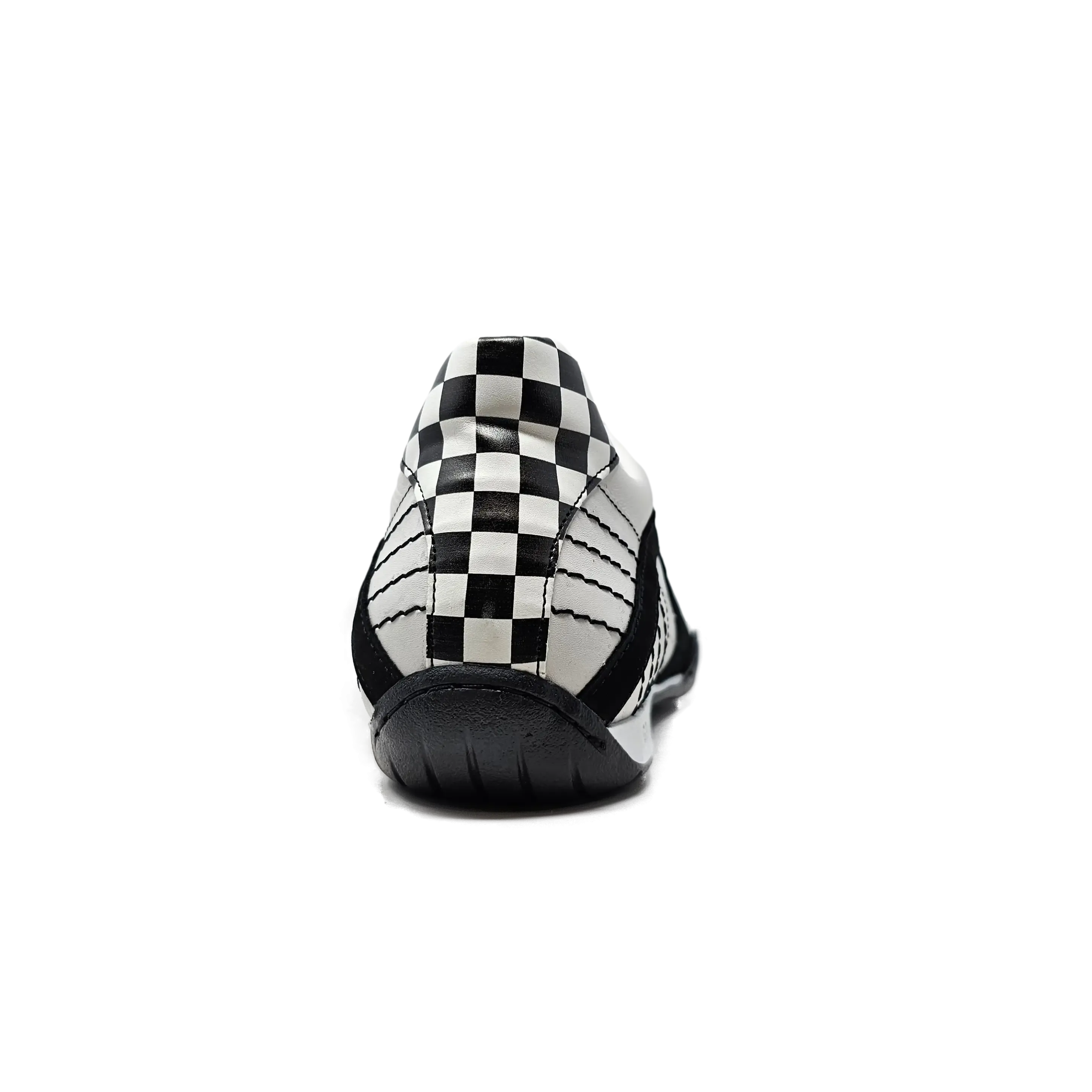 Men's Racing Sneaker in Checkered Flag (White and Black)