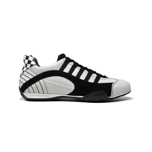 Men's Racing Sneaker in Checkered Flag (White and Black)