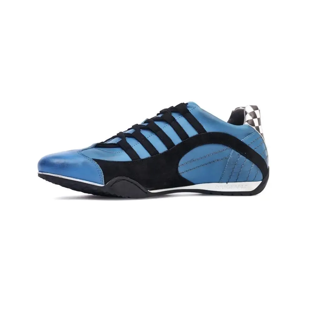 Men's Racing Sneaker in Miami Blue (Bright Blue and Black)