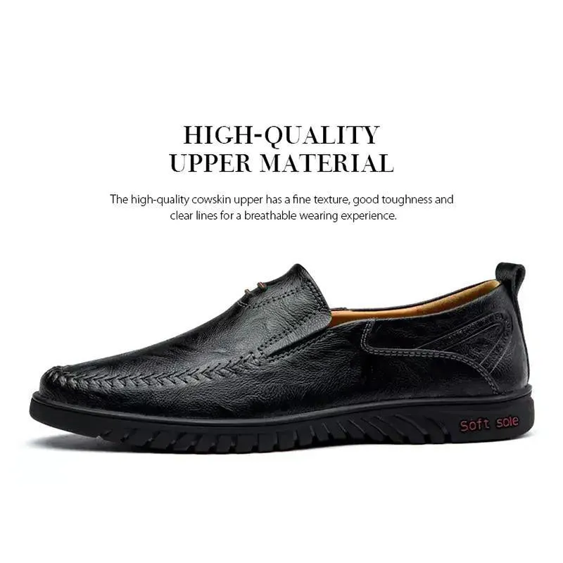 Men's Solid Color Business Cowskin Casual Driving Shoes