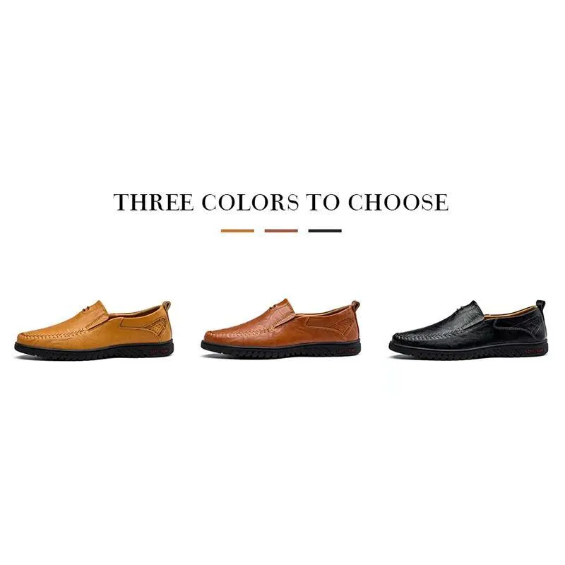 Men's Solid Color Business Cowskin Casual Driving Shoes