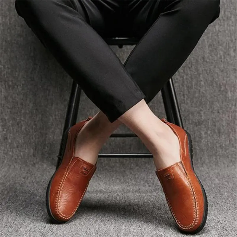 Men's Solid Color Business Cowskin Casual Driving Shoes