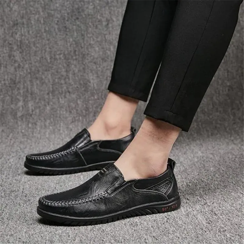 Men's Solid Color Business Cowskin Casual Driving Shoes