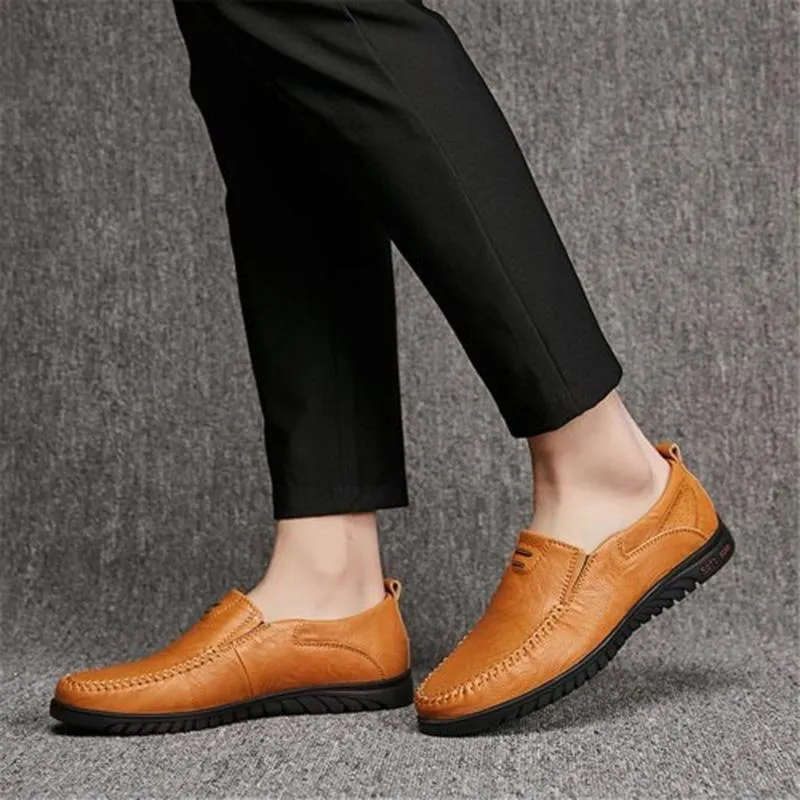 Men's Solid Color Business Cowskin Casual Driving Shoes