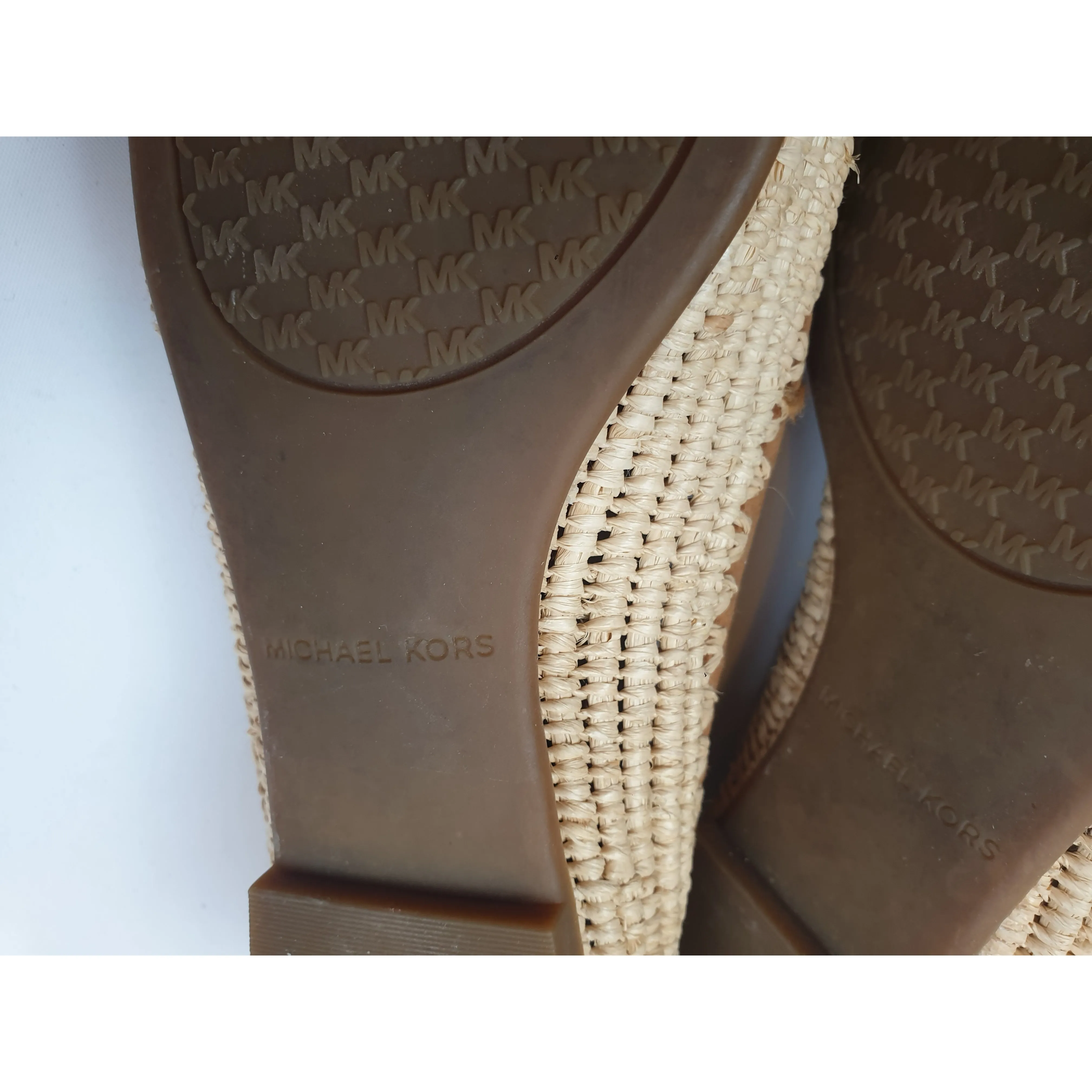 Michael Kors brown suede leather slip on shoes with basket weave detail size 6