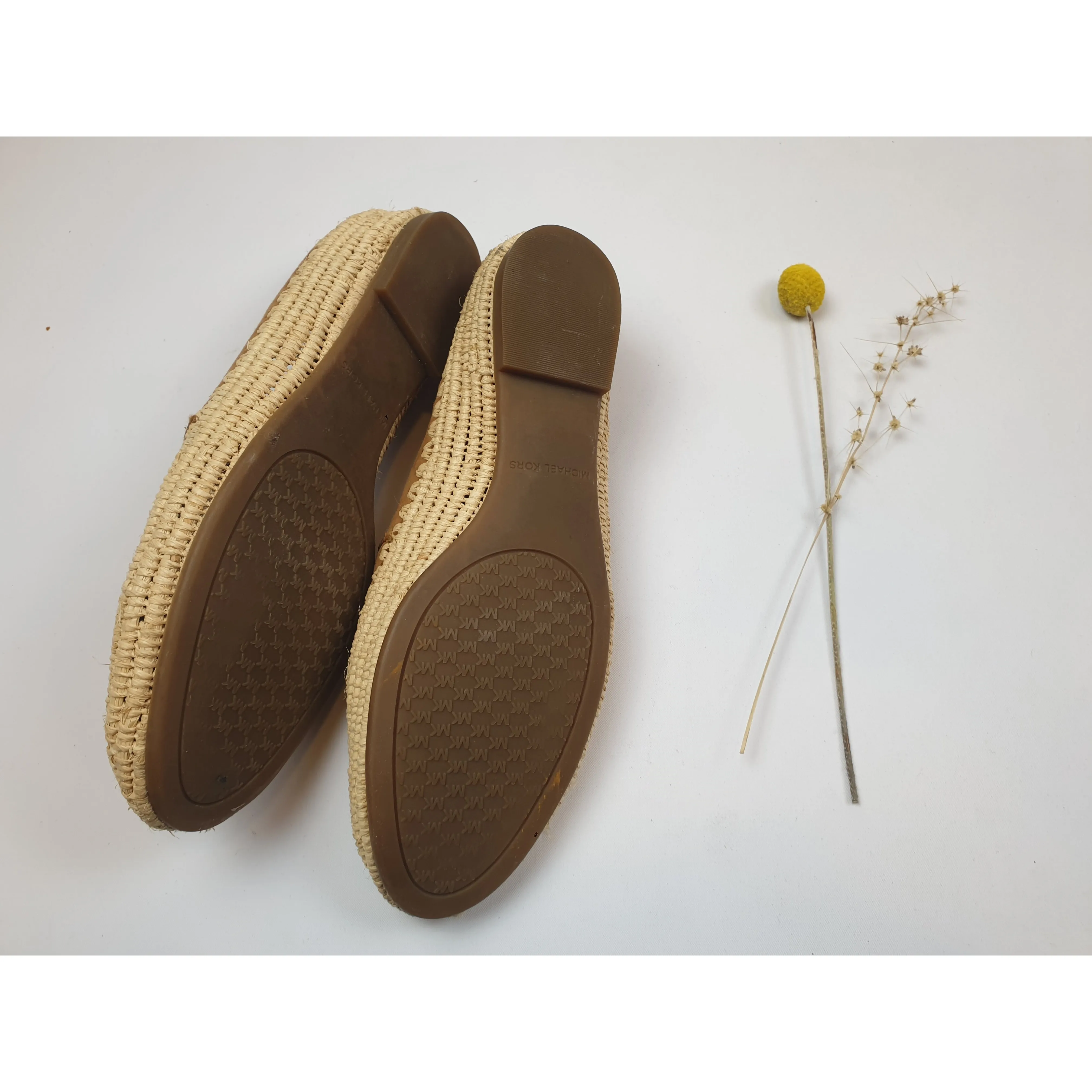 Michael Kors brown suede leather slip on shoes with basket weave detail size 6