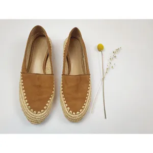 Michael Kors brown suede leather slip on shoes with basket weave detail size 6