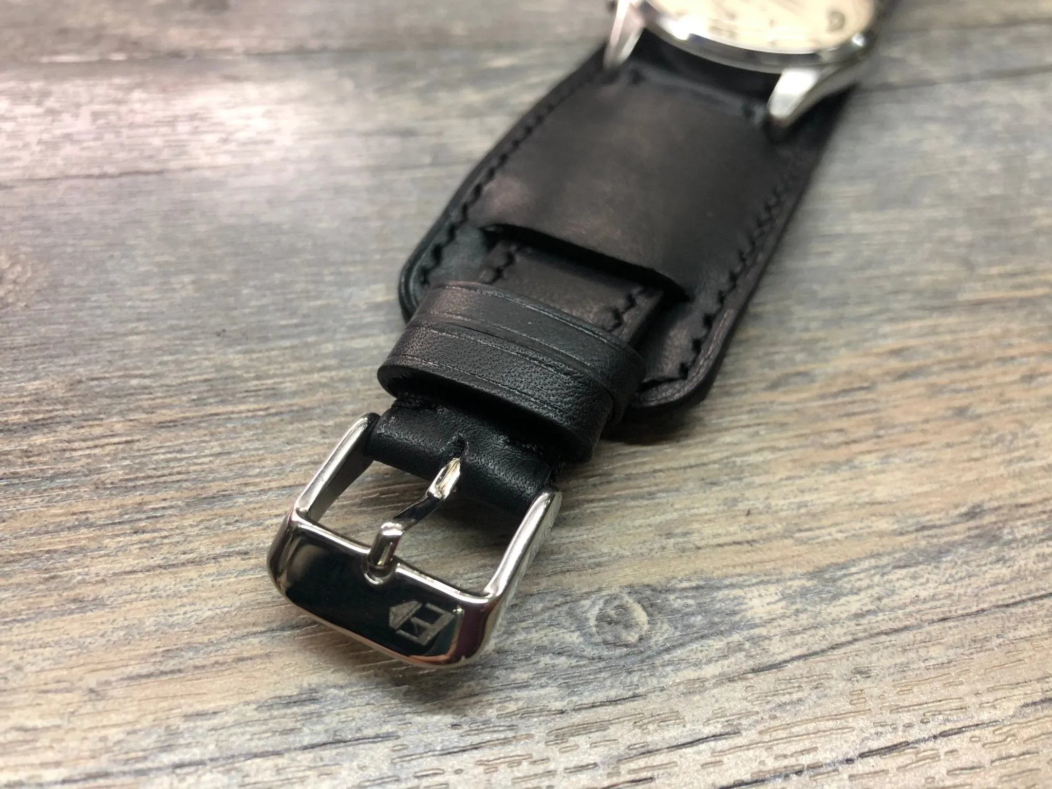 Newman Black Watch Straps 20mm, Genuine Leather Bund straps, leather cuff watch Straps, Mens wrist watchbands, Leather Watch Bracelets 19mm