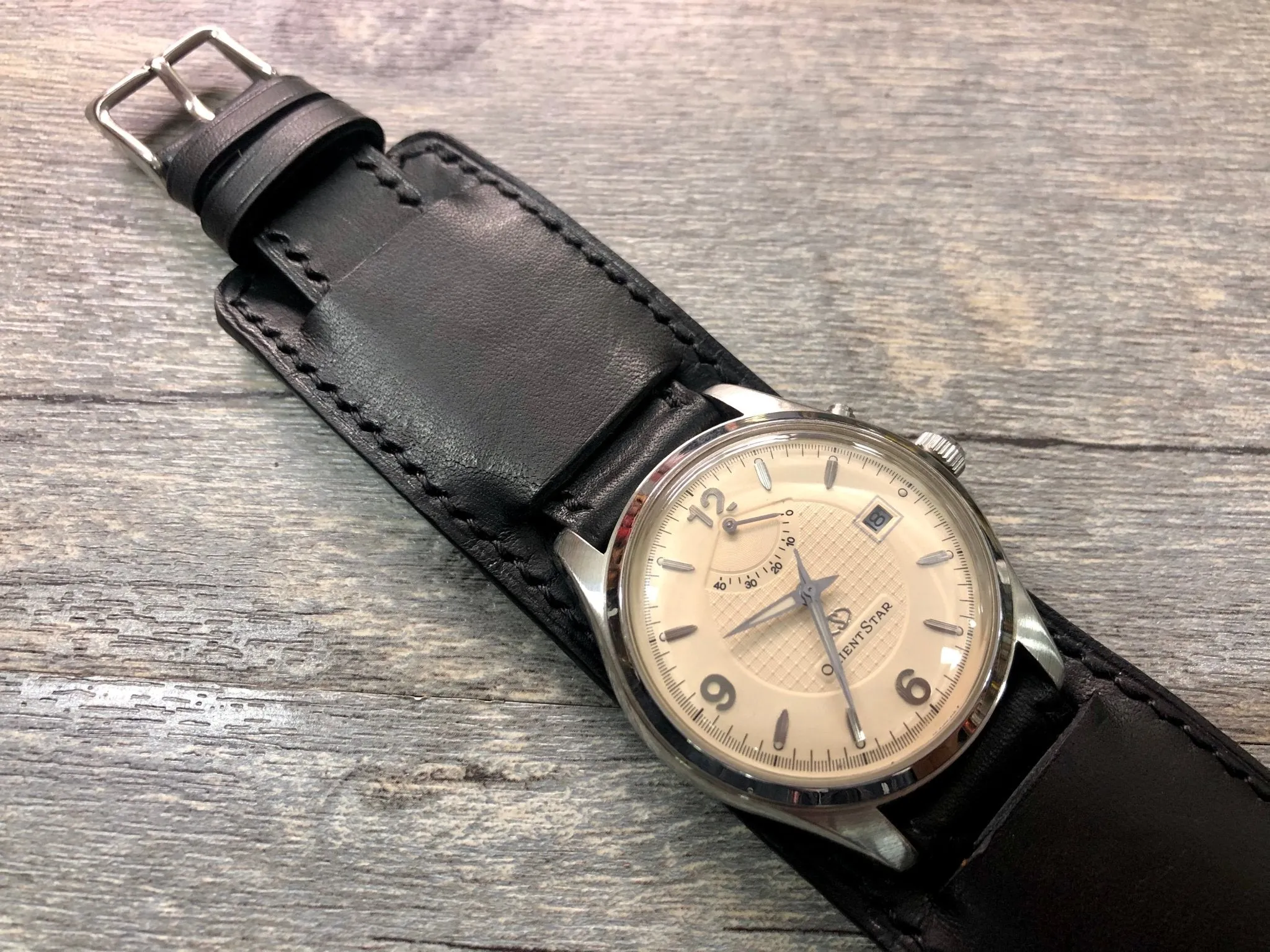 Newman Black Watch Straps 20mm, Genuine Leather Bund straps, leather cuff watch Straps, Mens wrist watchbands, Leather Watch Bracelets 19mm