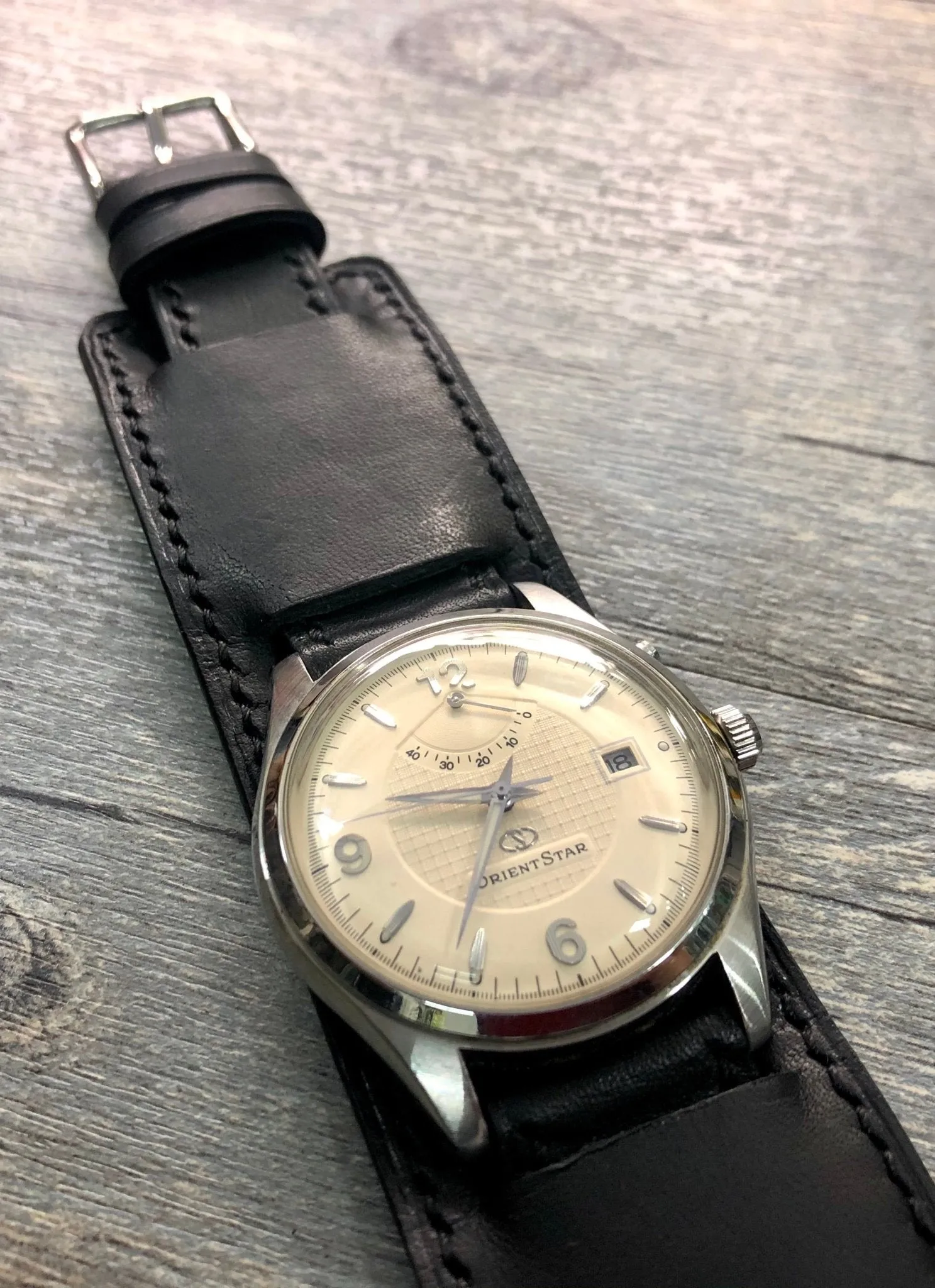 Newman Black Watch Straps 20mm, Genuine Leather Bund straps, leather cuff watch Straps, Mens wrist watchbands, Leather Watch Bracelets 19mm