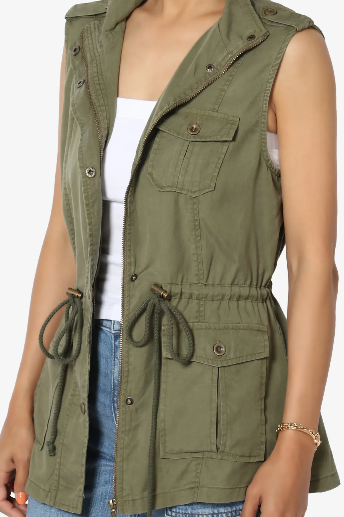 Noah Sleeveless Tencel Utility Jacket