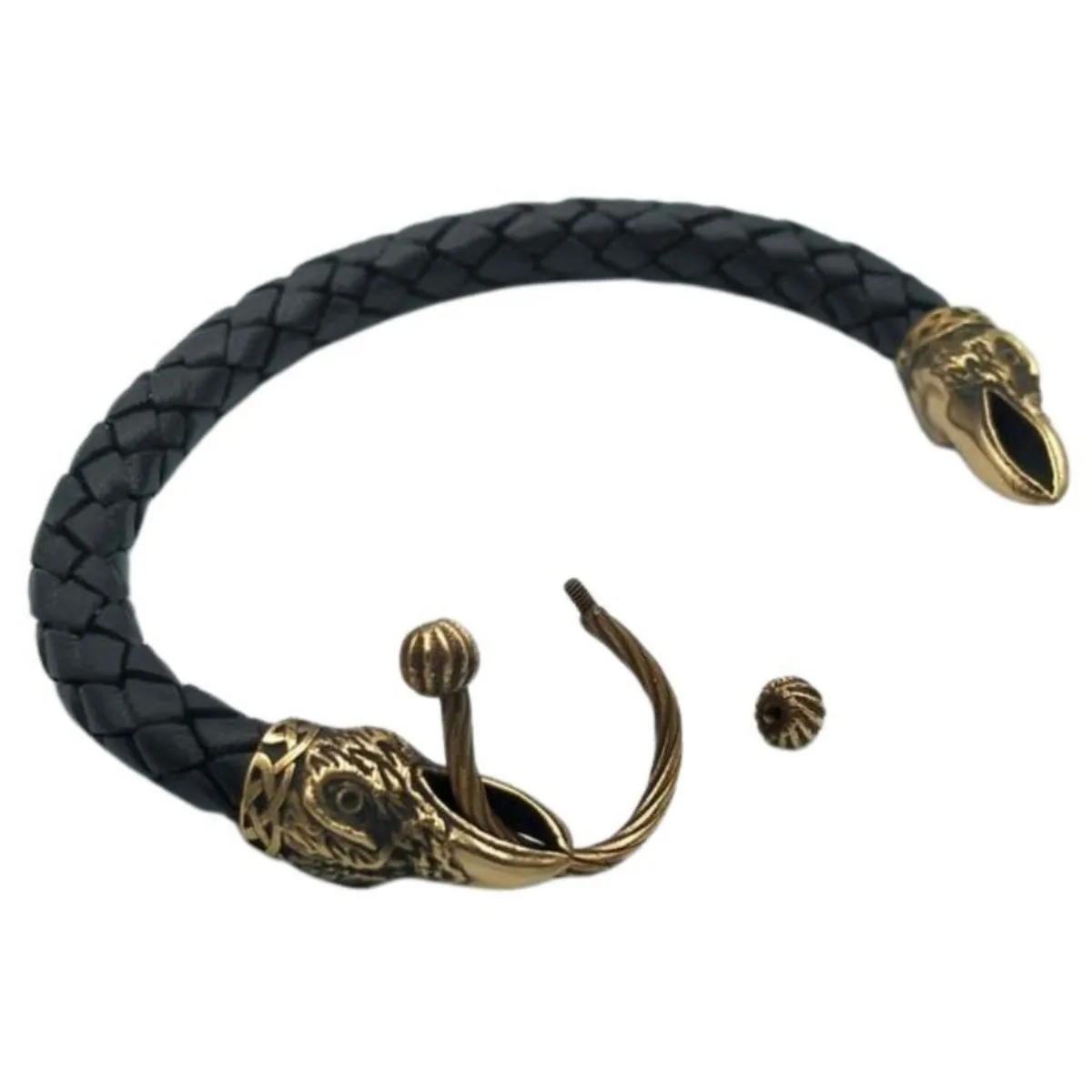 Norse raven leather bracelet