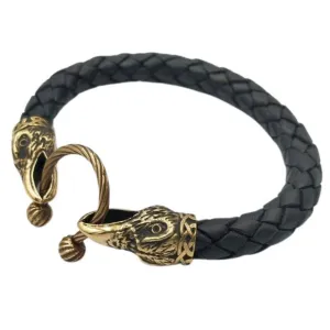Norse raven leather bracelet